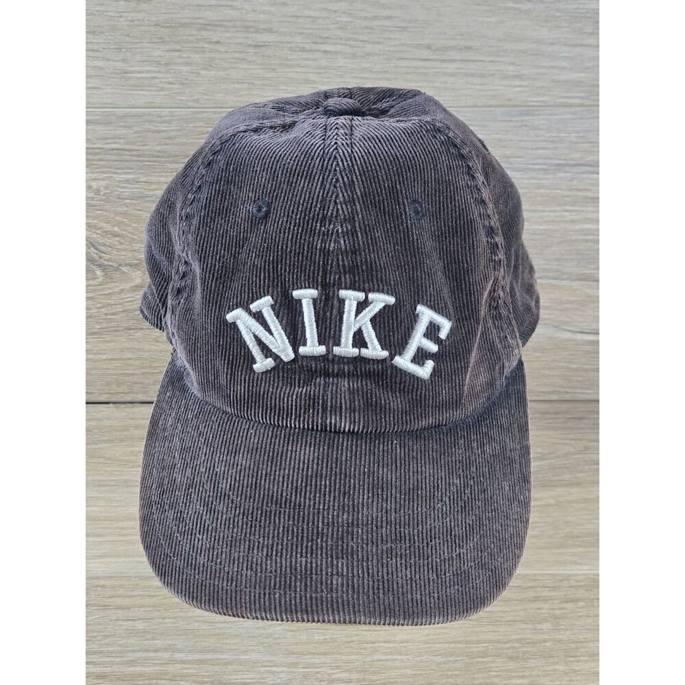 Nike Cap Hat Buckle Adjustable Brown Corduroy Heritage86 Big Letters